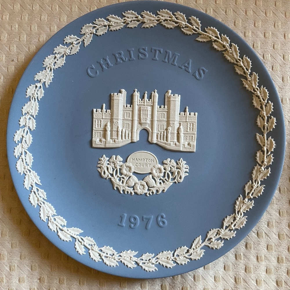 Vintage Wedgwood Blue Christmas Jasperware Plate